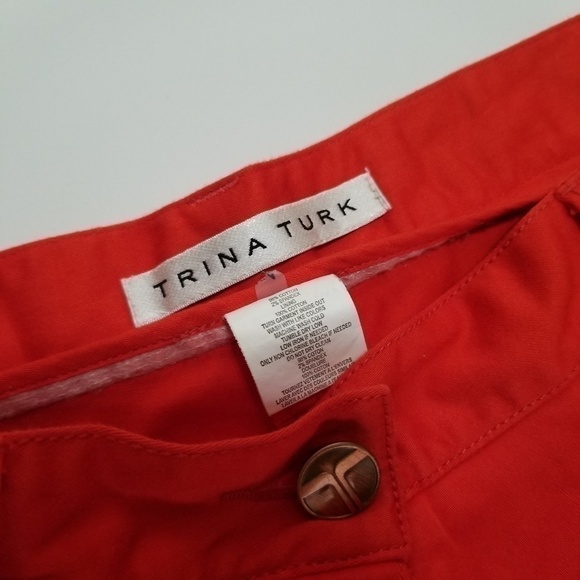 Trina Turk  Red Coral Orange Jeans Size 4 - Picture 3 of 8